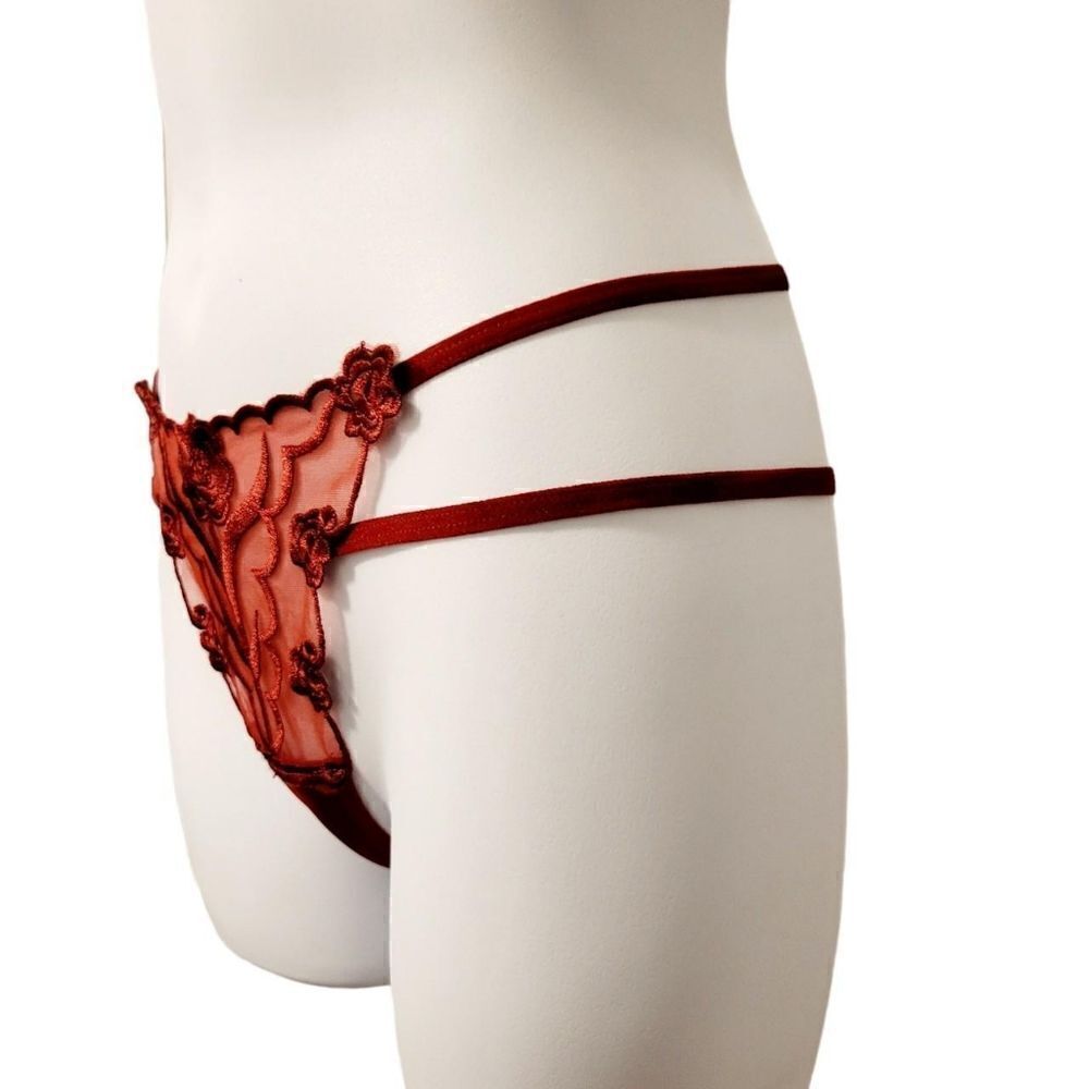 2/$20 Brand new ruby red rose panties underwear T-backs